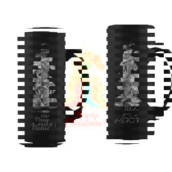 Western Cowboys Howdy Christmas And Tree Cowboy Boots Coffee Mug | Mazezy