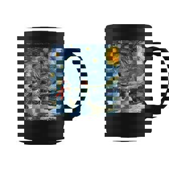 Winter Snowman Van Gogh Starry Night Christmas Coffee Mug - Seseable