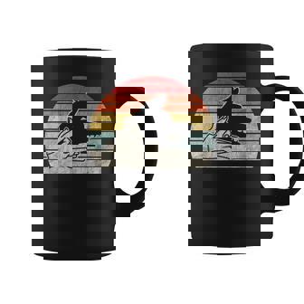 Wolf Shadow Hand Puppet Retro Sunset Coffee Mug | Mazezy