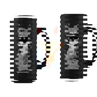 Wolf Wearing Sunglasses Playing Sitar Sitarist Tank Top Coffee Mug | Mazezy