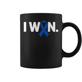 I Won Survivor Colorectal Colon Cancer Awareness Blue Ribbon Coffee Mug - Thegiftio UK