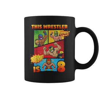 Wrestling 8Th Birthday This Wrestler Is 8 Cute Comic Book Coffee Mug - Thegiftio UK