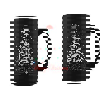 Xmas Lights Ornaments Airplane Christmas Tree Coffee Mug | Mazezy