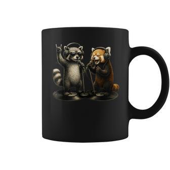 アライグマ レッサーパンダ バンド 音楽 バイブ レトロ 動物 ロック コーヒーマグ - Kawaiitshirt