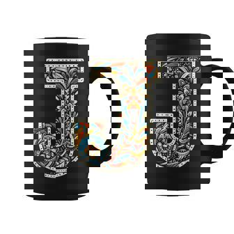 イニシャル 名前 文字 J アルファベット 民芸風 コーヒーマグ - Kawaiitshirt