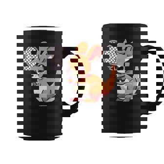 カンガルー かわいい ラケット スポーツ テニス プレイ 動物 キャラクター キュート コーヒーマグ - Kawaiitshirt