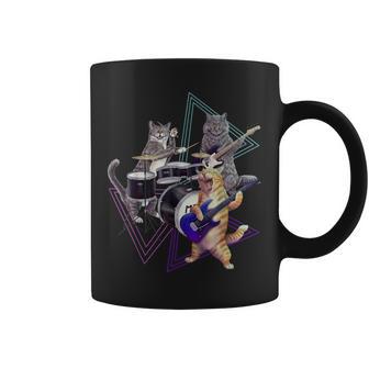 キャットバンド-ベース、ギター、ドラムセットのロックキティ コーヒーマグ - Kawaiitshirt