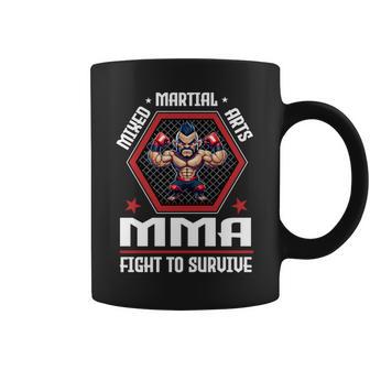 ケージファイティングで生き残るための総合格闘技mmaファイト 長袖tシャツ コーヒーマグ - Kawaiitshirt
