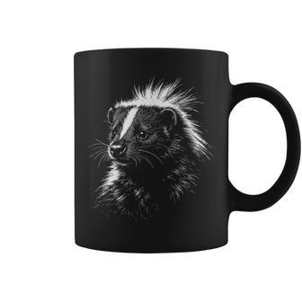 スカンクの肖像画 黒と白の動物愛好家 コーヒーマグ - Kawaiitshirt