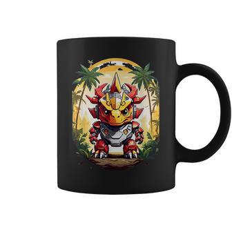 トリケラトプス恐竜ロボット トリケラトプスのマッチングデザイン コーヒーマグ - Kawaiitshirt