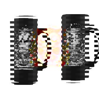 フクロウ ドリンク ボバ ティー ボヘミアン 羽 女の子 花 ニューエイジ コーヒーマグ - Kawaiitshirt