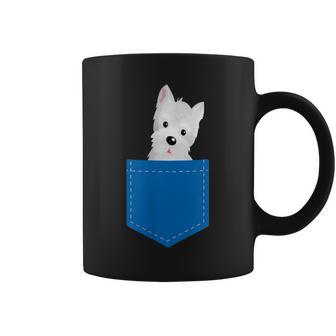 ポケットに犬のウェスティ犬テリアフロントポケット胸 コーヒーマグ - Kawaiitshirt