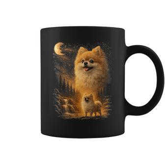 ポメラニアン ハウリング トゥ ザ ムーン ヴィンテージ 90年代 ファニー ペット オーナー コーヒーマグ - Kawaiitshirt