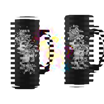 レインボーフラワーマジックのかわいいポニー。 コーヒーマグ - Kawaiitshirt