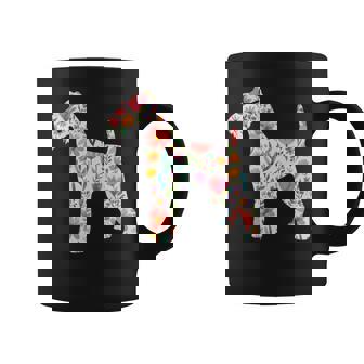 ワイヤーフォックステリア 水彩フラワーデザイン 長袖tシャツ コーヒーマグ - Kawaiitshirt