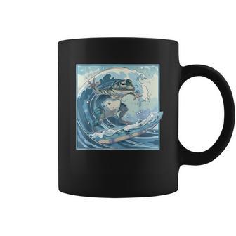 両生類サーファー 日本の波 アート サーフィン カエル コーヒーマグ - Kawaiitshirt