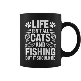 猫と釣り漁師 おもしろ釣り コーヒーマグ - Kawaiitshirt
