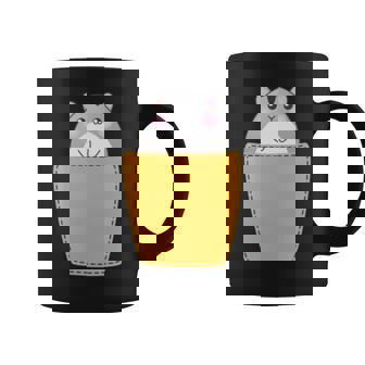 胸ポケットにハムスター 長袖tシャツ コーヒーマグ - Kawaiitshirt