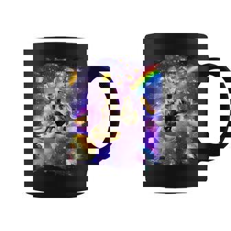 虹銀河のホットドッグに乗る宇宙の猫 コーヒーマグ - Kawaiitshirt