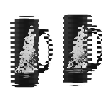 遠吠えするオオカミ 星空 オオカミモチーフ 男女兼用 コーヒーマグ - Kawaiitshirt