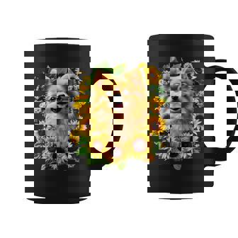 面白いtシャツ ポメラニアン ひまわり わんこ メンズ 犬好き グッズ かわいい おもしろ 面白い 服 ネタ 長袖tシャツ コーヒーマグ - Kawaiitshirt