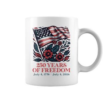 250 Years Freedom Us Flag Flowers 250Th Anniversary Women Coffee Mug - Thegiftio UK