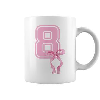 8Th Birthday Girl Coquette Pink Bows Eight Years Old Party Coffee Mug - Thegiftio UK