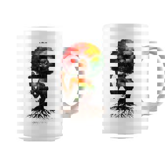 Afro Tree Woman Black Queen Melanin Roots Pride African Girl Coffee Mug - Monsterry