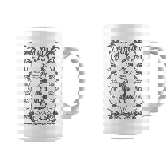 Aloha ハワイ ダンサー ヤシの木 ハイビスカス ウクレレ ルアウ ラインアート コーヒーマグ - Kawaiitshirt