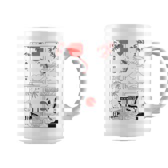 Arte Minimalista Japonesa Koi Grulla Torii Bambú 東京 日本 Tokyo In Mangas Taza de café - Regaloses