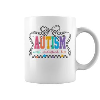 Autism Awareness Accept Understand Love Checkered Bow Coffee Mug | Seseable UK