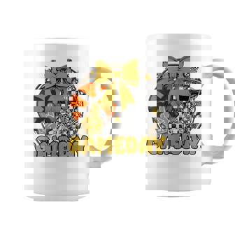 Basketball Game Day Go Cheer Team Gold Coquette Cheerleader Coffee Mug | Mazezy