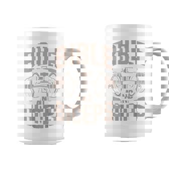 Bible & Biceps Gym Christian Workout Dumbbell Cross Barbell Coffee Mug | Mazezy