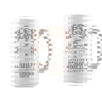 Blessed Gym Jesus Christian Workout Dumbbell Cross Barbell Coffee Mug | Mazezy