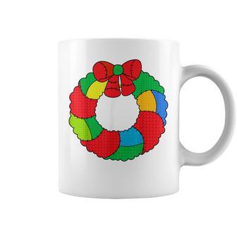 Building Bricks Christmas Patchwork Wreath Brickmas Builder Coffee Mug - Thegiftio UK