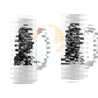 Cat Astronaut Playing Guitar Retro Space Music Lovers Coffee Mug | Mazezy