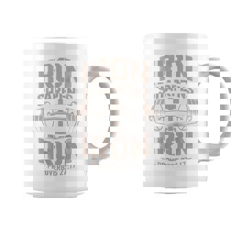 Christian Workout Iron Sharpen Iron Dumbbell Cross Barbell Coffee Mug - Monsterry