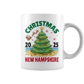 Christmas 2025 New Hampshire Beach Tree Santa With Reindeers Coffee Mug | Seseable UK