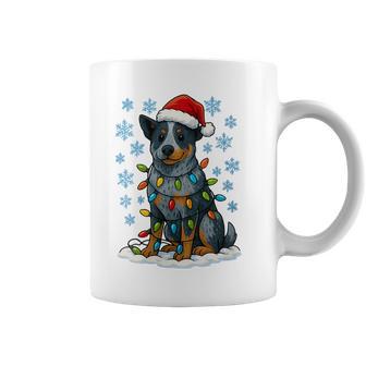 Christmas Lights Wrapped On Cute Australian Cattle Dog Lover Coffee Mug | Mazezy