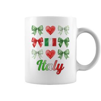 Coquette Bow Italian Flag Italy Hearts Cute Girls Coffee Mug | Mazezy