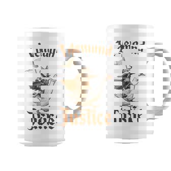 Corgi & Goose Meme Dog Lover Humor Sarcasm I Demand Justice Coffee Mug | Mazezy