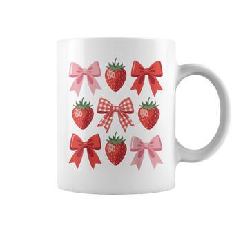 Cute Bow Coquette Strawberry Festival Cottagecore Aesthetic Coffee Mug - Thegiftio UK