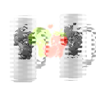 Cute Broccoli And Strawberry Vegan Valentine Couple Coffee Mug | Mazezy