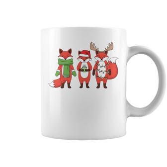 Cute Christmas Foxes Holiday Lights Antlers Coffee Mug - Thegiftio