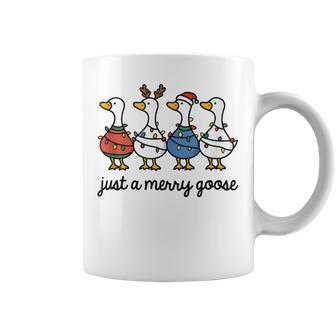 Cute Christmas Geese Holiday Preppy Just A Merry Goose Coffee Mug - Thegiftio