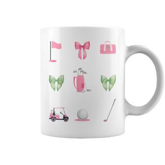 Cute Girl Green Pink Bow Coquette Girls Golf Ball Pattern Coffee Mug - Monsterry