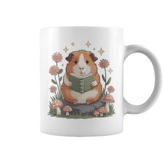 Cute Guinea Pig Reading Book Cottagecore Aestetic Coffee Mug | Mazezy