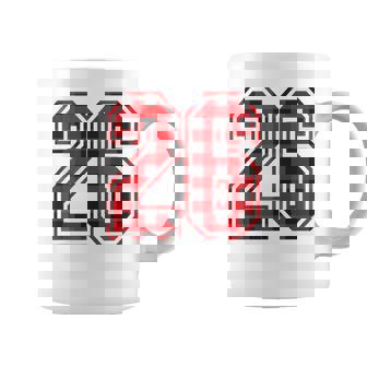 Cute Number 26 Christmas Red Plaid Pattern 26 Unform Jersey Coffee Mug - Monsterry