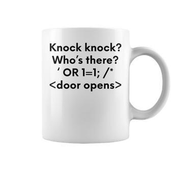 Divertida Hacker Hacker Inyección Knock Knock Taza de café - Regaloses
