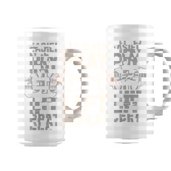 Eat Sleep Lift Repeat Jesus Christian Workout Dumbbell Cross Coffee Mug | Mazezy